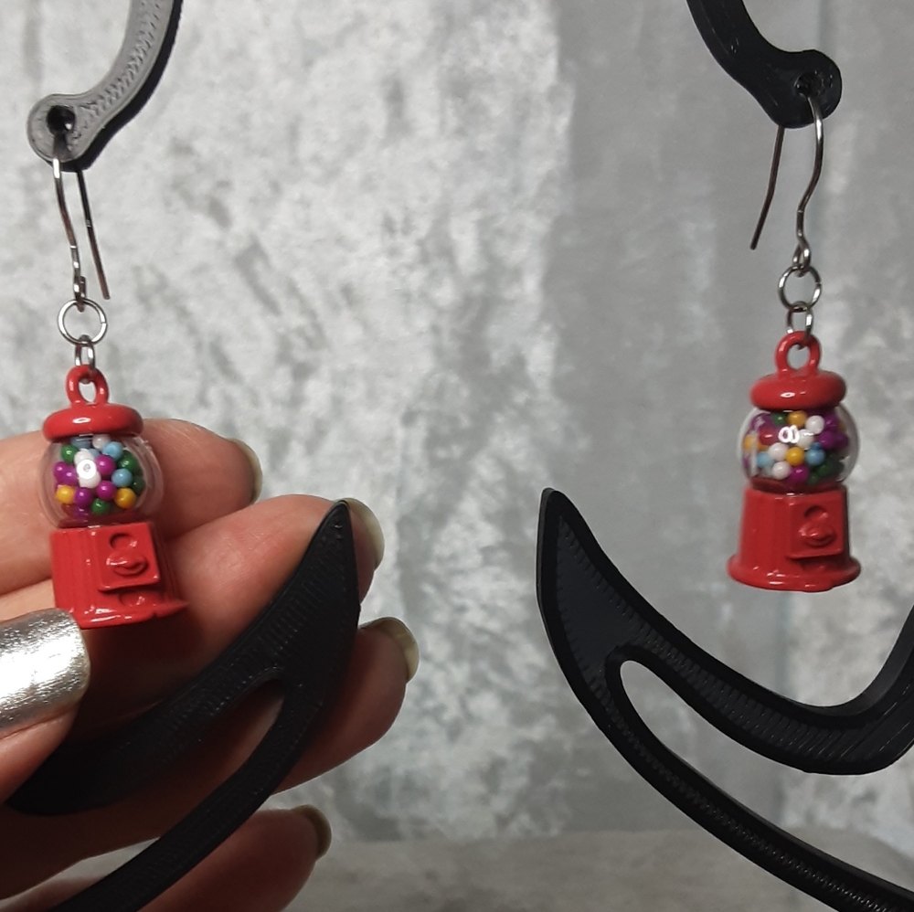 Handmade Gumball Machine Earrings Red - Picture 3 of 5